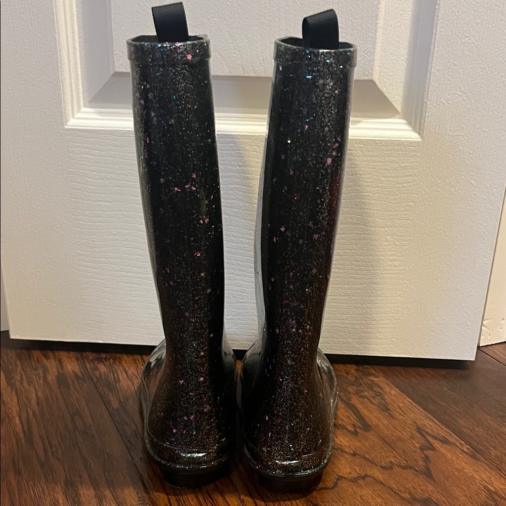 Capelli of New York Glitter Black Kids Rain Boots - Picture 4 of 5